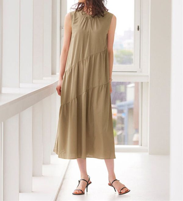 RANAN（ラナン）の「ひんやり裏地付！ななめティアードワンピ（その他ワンピース）」｜詳細画像