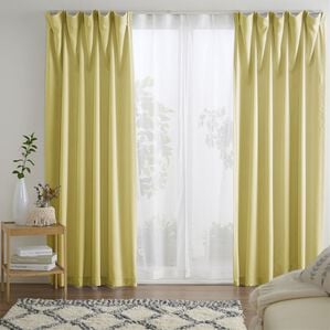 iellio（イエリオ）の「お買得カーテンセット＜３級遮光・４枚組・洗える・無地・既製サイズ＞（ドレープカーテン）」｜イエロー