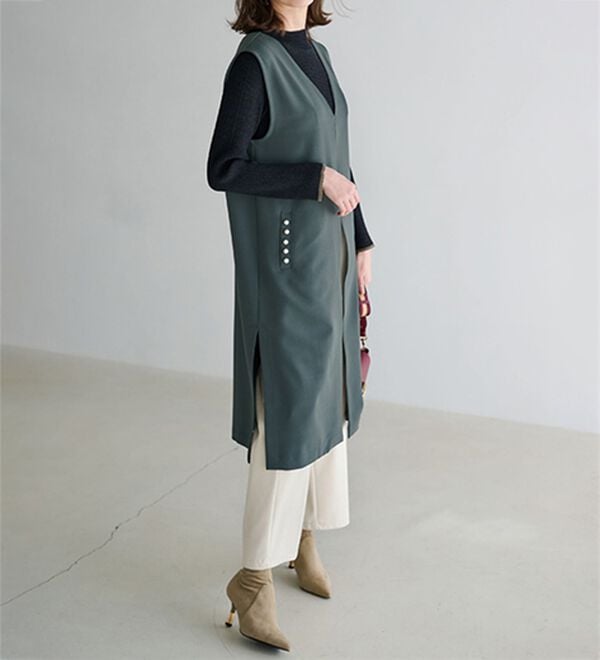 RANAN（ラナン）の「【セットアップ対応】パール調ビジュー付ロングジレ（ジレ）」｜詳細画像