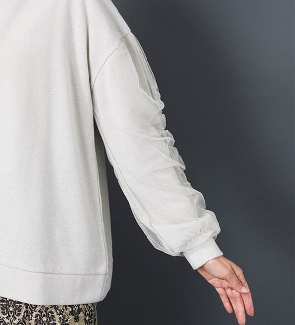 BELLUNA（ベルーナ）の「ラメ調袖チュールデザインカーディガン（その他カーディガン）」｜詳細画像