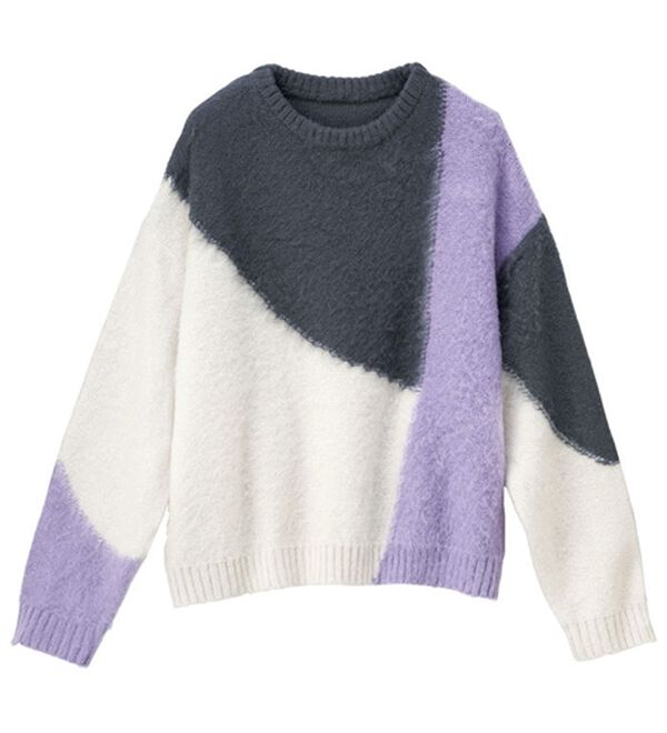 RANAN（ラナン）の「カラーブロッキングニットプルオーバー（ニット・セーター）」｜詳細画像