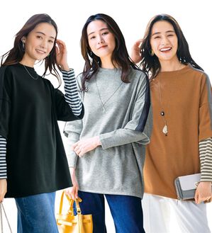 ルフラン（ルフラン）の「【３色組】体型カバーを叶える！重ね着風プルオーバー（カットソー）」｜3色組