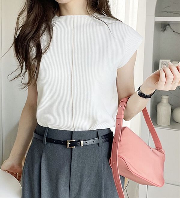 GeeRA（ジーラ）の「配色ラインフレンチスリーブニット（ニット・セーター）」｜詳細画像