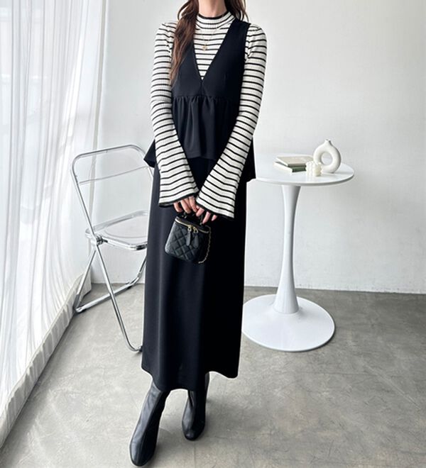 再入荷】楽ちん！ペプラムジャンパースカート - ベルーナ【公式】