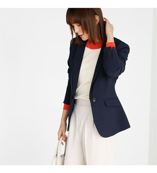 GeeRA（ジーラ）の「【ジャケット+2ボトム】洗えるストレッチ！ジャケット＆ブラウス＆パンツ＆スカートスーツセット（パンツスーツ）」｜詳細画像