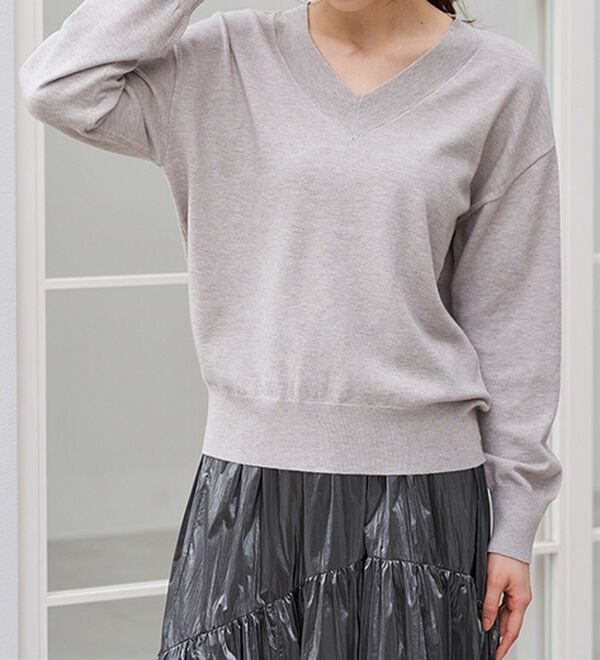 RANAN（ラナン）の「もちもちベーシックニット（Vネック・ハイネック）（ニット・セーター）」｜詳細画像