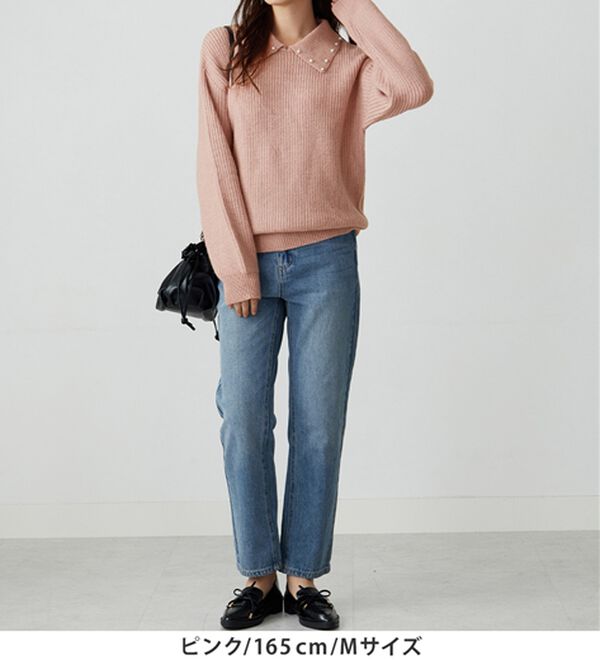 alotta（アロッタ）の「もっちりタッチ衿付きニットトップス（ニット・セーター）」｜詳細画像