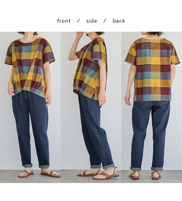 Viola e Viola（ヴィオラ エ ヴィオラ）の「ビッグチェック裾タックブラウス（ブラウス）」｜詳細画像