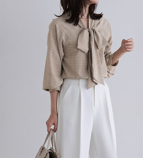 Pierrot（ピエロ）の「選べる柄２ｗａｙリボンブラウス（ブラウス）」｜詳細画像