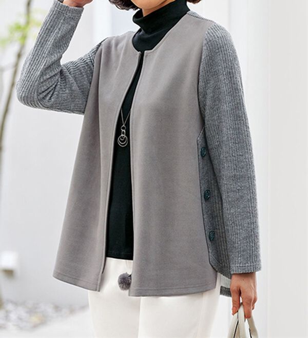 専用　新品未使用　モラビトブラン　スウェード調ジャケット38 グレー 新品未使用 モラビトブラン カタログ掲載品スウェード調ジャケット 38