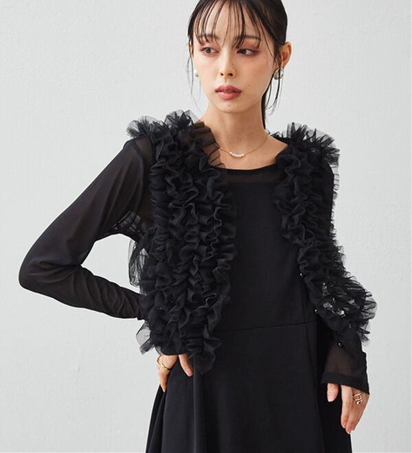 RANAN（ラナン）の「＜３点セット＞チュールフリルベストフレアワンピース（その他ワンピース）」｜詳細画像