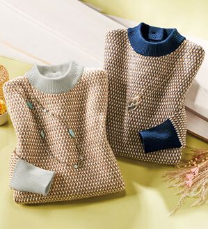 ルフラン（ルフラン）の「【２色組】バックボタン使いジャカードセーター＜ミルネ＞（ニット・セーター）」｜詳細画像