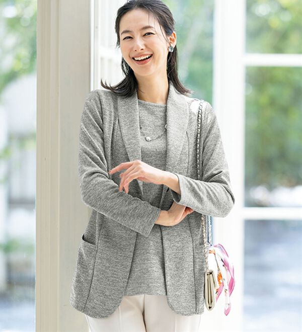 ルフラン（ルフラン）の「軽やかな着心地！メランジ調アンサンブル（アンサンブル）」｜杢グレー