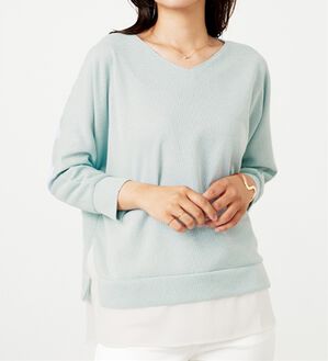 BELLUNA（ベルーナ）の「ラメ調レイヤード風プルオーバー（カットソー）」｜サックス