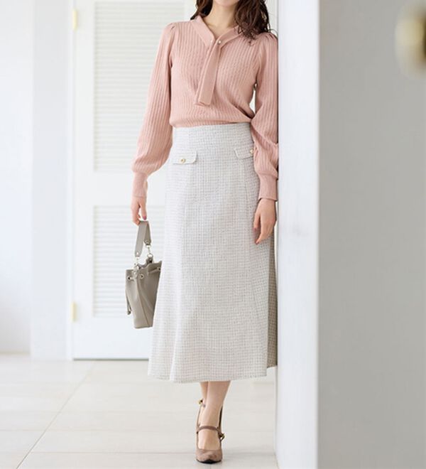 alotta（アロッタ）の「カシミヤタッチボウタイリブニット（ニット・セーター）」｜詳細画像