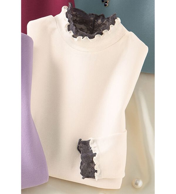 「配色フリルレースの上品インナー（肌着・インナーウェア）」｜シルクベージュ