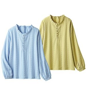 ルフラン（ルフラン）の「【２色組】衿フリルジャカード素材ブラウス（ブラウス）」｜詳細画像