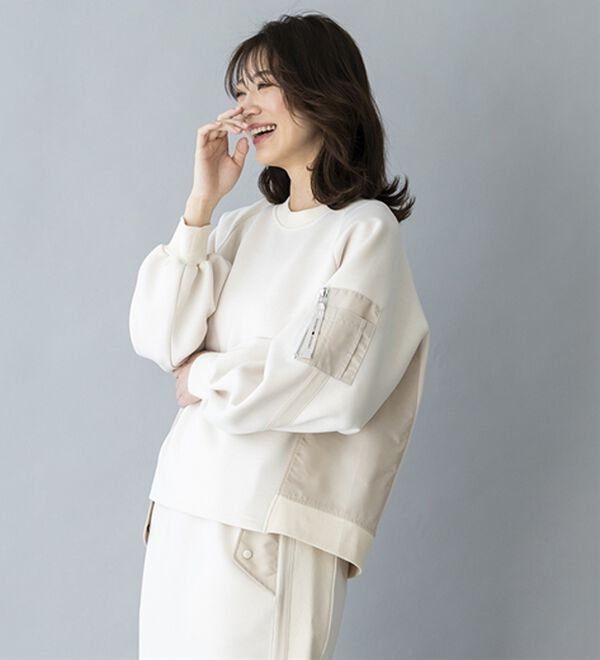 BELLUNA（ベルーナ）の「【ＳＭＡＲＴ　ＥＣＯ　ＪＥＲＳＥＹ】異素材切替プルオーバー（カットソー）」｜詳細画像