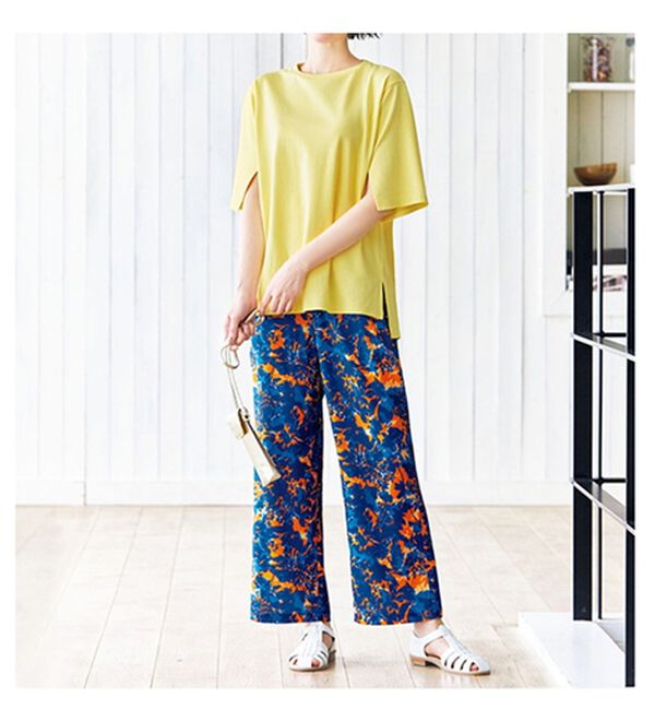 VINNO（ヴィノ）の「ニュアンスプリントイージーワイドパンツ（ワイドパンツ・ガウチョ）」｜詳細画像