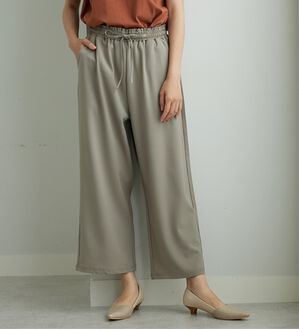 BELLUNA（ベルーナ）の「【接触冷感/UVカット/吸水速乾/イージーケア】カナパストレッチ素材ワイドパンツ（ワイドパンツ・ガウチョ）」｜グレージュ