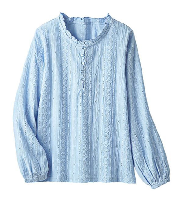 ルフラン（ルフラン）の「【２色組】衿フリルジャカード素材ブラウス（ブラウス）」｜詳細画像