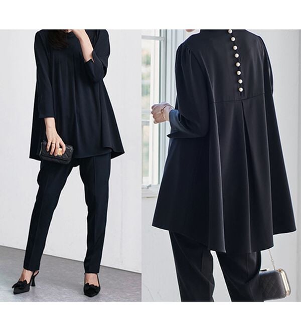 RANAN（ラナン）の「＜セットアップ＞バックパール調デザインフレアートップスパンツセット（パンツスーツ）」｜詳細画像