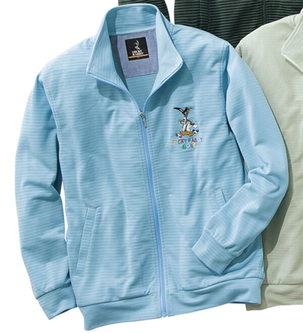 「ブランドデザインメッシュブルゾン（メンズパーカー）」｜サックス