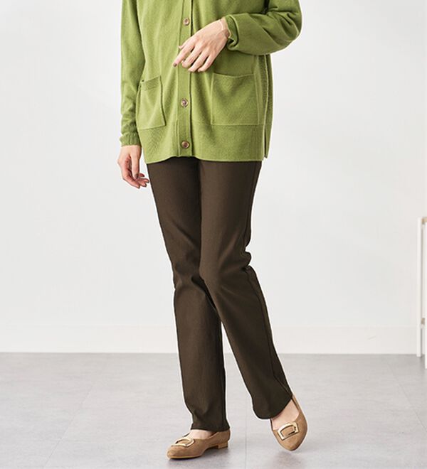 BELLUNA（ベルーナ）の「【選べる裏起毛】静電気防止！ブーツカットヘリンボーンパンツ（フルレングスパンツ）」｜詳細画像