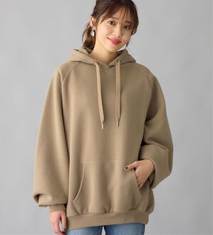 alotta（アロッタ）の「あったか裏起毛パフ袖ゆったりパーカー（パーカー）」｜モカ