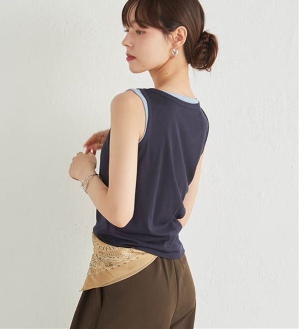 RANAN（ラナン）の「カップ付きレイヤードヘンリーネックタンクトップ（カットソー）」｜詳細画像