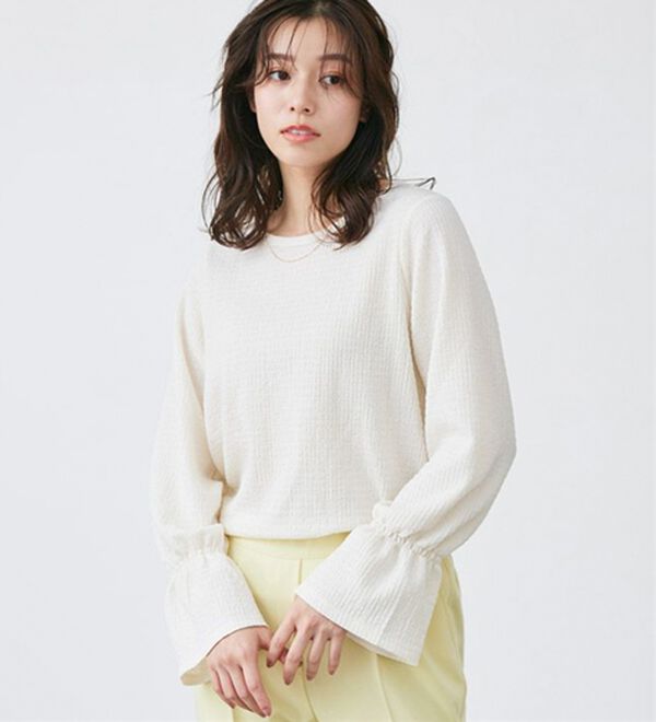 Pierrot（ピエロ）の「デザインが選べるジャカードカットソー（カットソー）」｜アイボリー