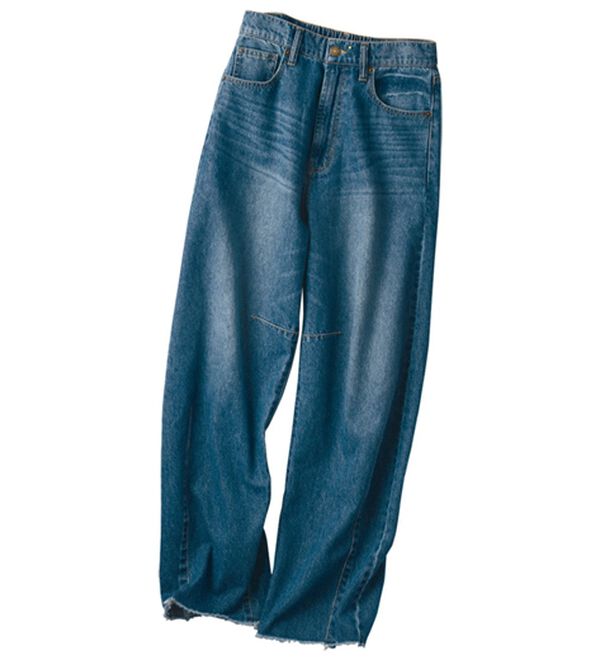 BELLUNA（ベルーナ）の「【UNDOVE】綿１００％フリンジ使いカーブデニムパンツ（ワイドパンツ・ガウチョ）」｜詳細画像