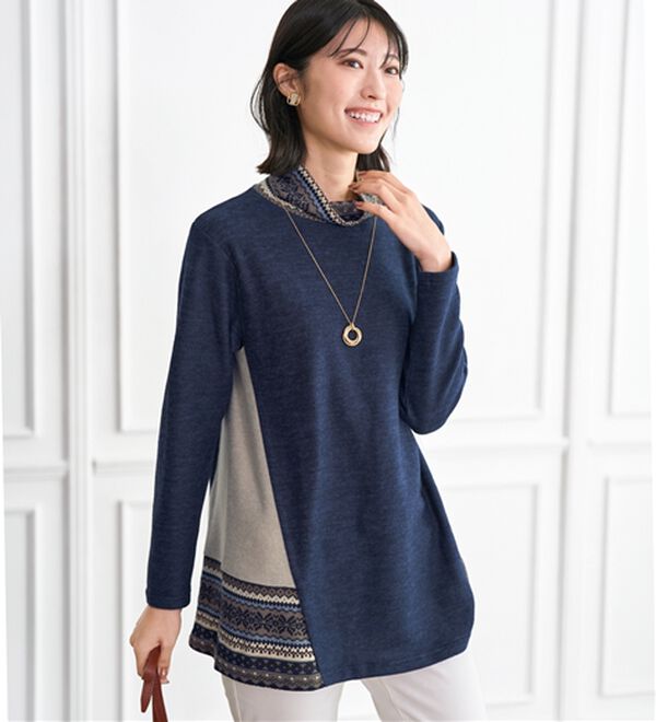 BELLUNA（ベルーナ）の「杢調サイド切替ノルディックチュニック（チュニック）」｜詳細画像