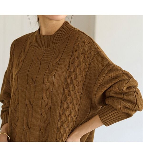 BELLUNA（ベルーナ）の「ケーブル柄ロング丈ニットワンピース（ニットワンピース）」｜詳細画像