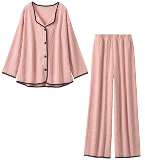 YU'NOW（ユナウ）の「【上下２点セット】ケーブルデザインパジャマ（パジャマ・ルームウェア）」｜ブラック／ピンク