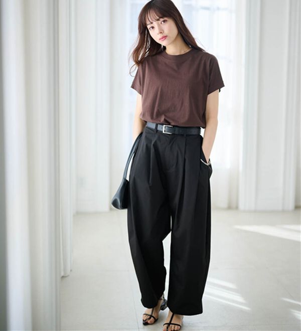 RANAN（ラナン）の「【選べる袖丈】ひんやり！＜BC＞綿100％プチハイネックＴシャツ（カットソー）」｜詳細画像