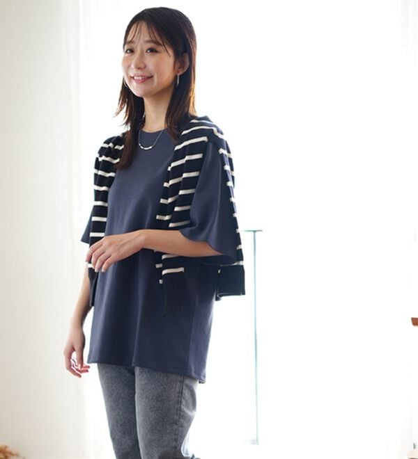 A HAPPY MARILYN（アハッピーマリリン）の「【Ｍ～８Ｌ】名品！「３つのシルエット」と「長袖／半袖」から選べる 綿混 ベーシック Ｔシャツ（Tシャツ）」｜詳細画像