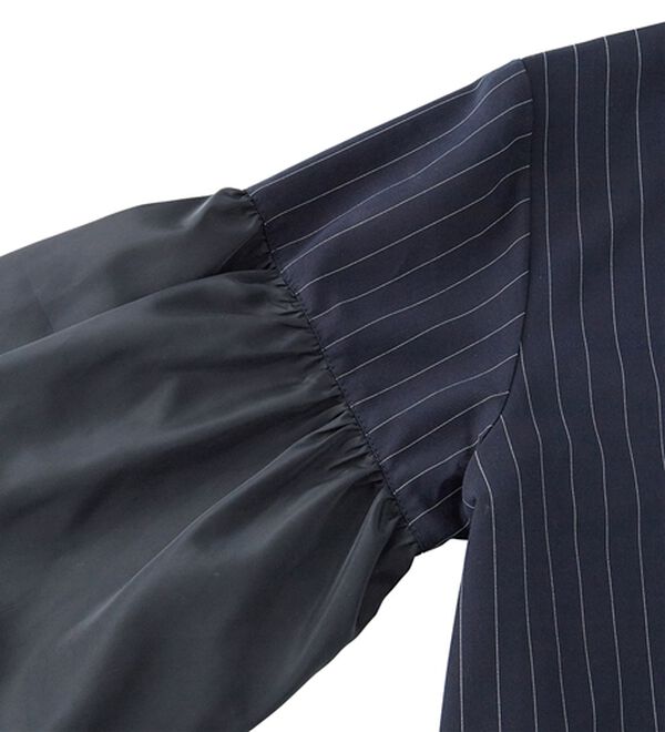 RANAN（ラナン）の「異素材使いピンストライプブラウス（ブラウス）」｜詳細画像