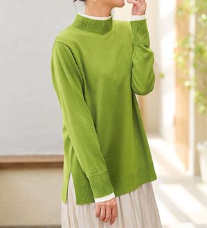BELLUNA（ベルーナ）の「配色デザイン重ね着風ニットセーター（ニット・セーター）」｜グリーン系
