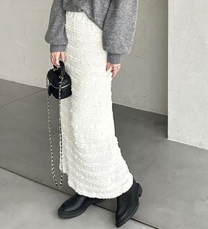 GeeRA（ジーラ）の「すっきりオシャレ見え！ジャカードレースタイトスカート（ロングスカート）」｜アイボリー