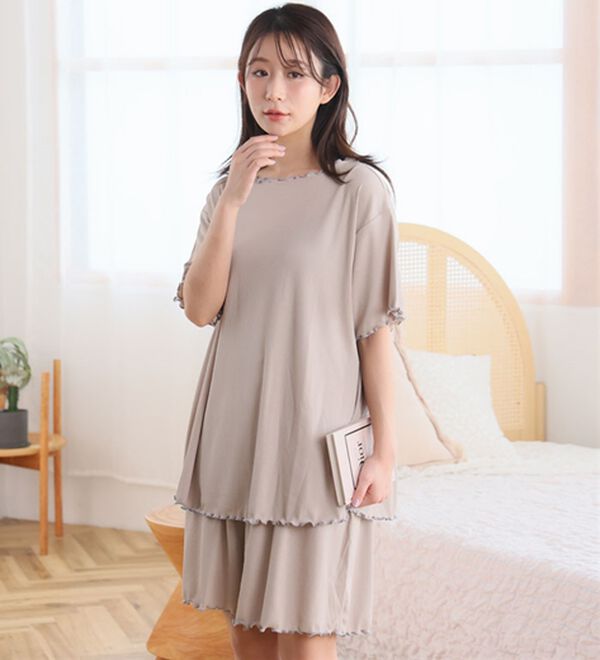 A HAPPY MARILYN（アハッピーマリリン）の「【Ｌ～８Ｌ】タイプが選べる！さらっとろルームウェアセット（パジャマ・ルームウェア）」｜詳細画像