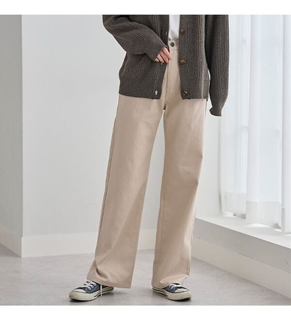 BELLUNA（ベルーナ）の「ぐんぐん伸びるカラーワイドデニム（ワイドパンツ・ガウチョ）」｜詳細画像