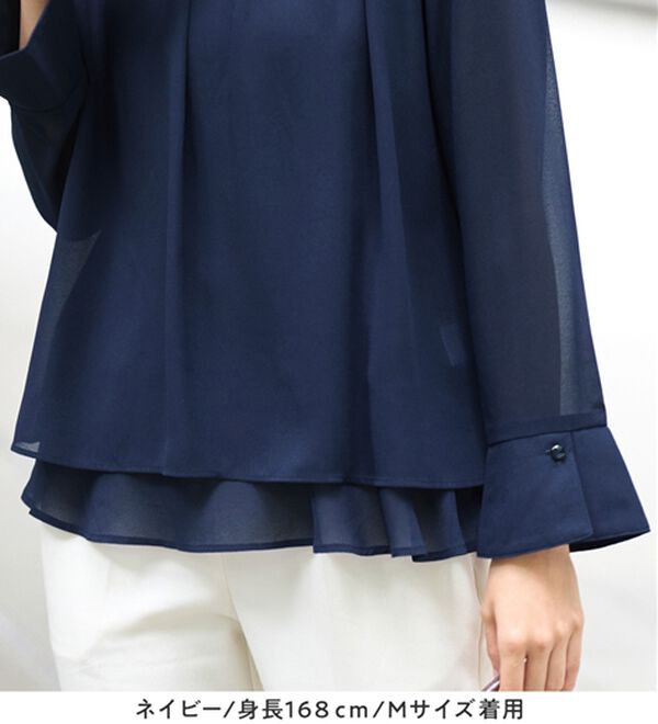 Viola e Viola（ヴィオラ エ ヴィオラ）の「裾フレア裏地付きシフォンブラウス（ブラウス）」｜詳細画像