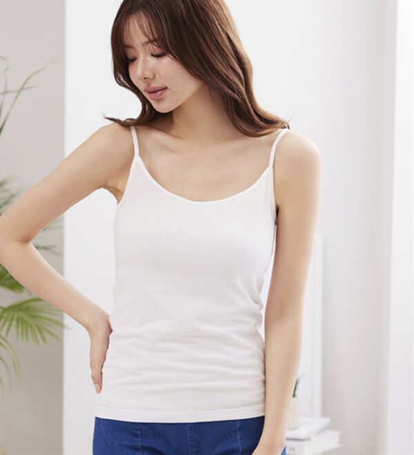 YU'NOW（ユナウ）の「【同色３枚セット】綿混ベーシックインナーキャミセット（肌着・インナーウェア）」｜詳細画像