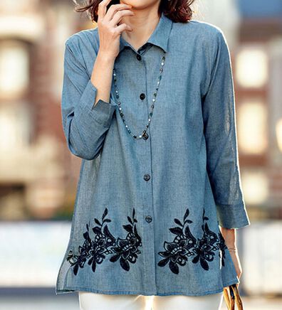 ヨーガンレール ババグーリ チュニックシャツ ブラウス七部丈袖ホワイト