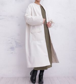 A HAPPY MARILYN（アハッピーマリリン）の「【ＬＬ～４Ｌ】ＭＡ－１風デザイン切替コート（ロングコート）」｜オフアイボリー