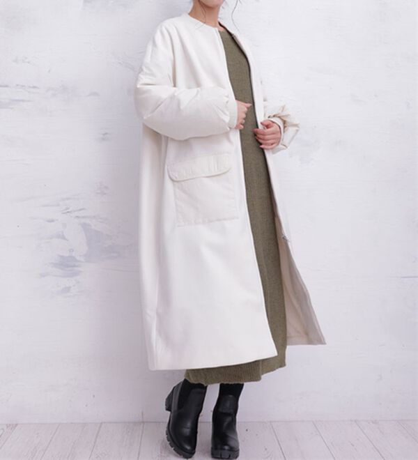 A HAPPY MARILYN（アハッピーマリリン）の「【ＬＬ～４Ｌ】ＭＡ－１風デザイン切替コート（ロングコート）」｜オフアイボリー