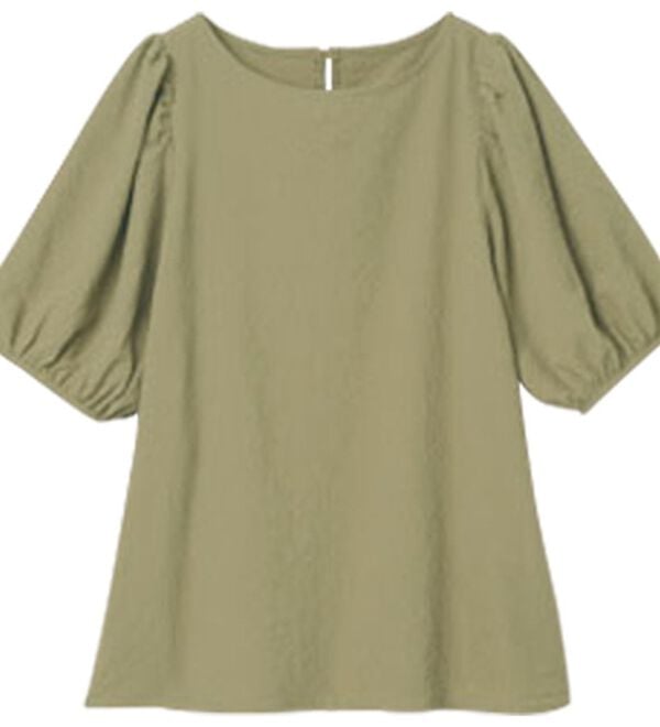 RANAN（ラナン）の「ひんやり！サッカー素材袖ボリュームブラウス（ブラウス）」｜詳細画像