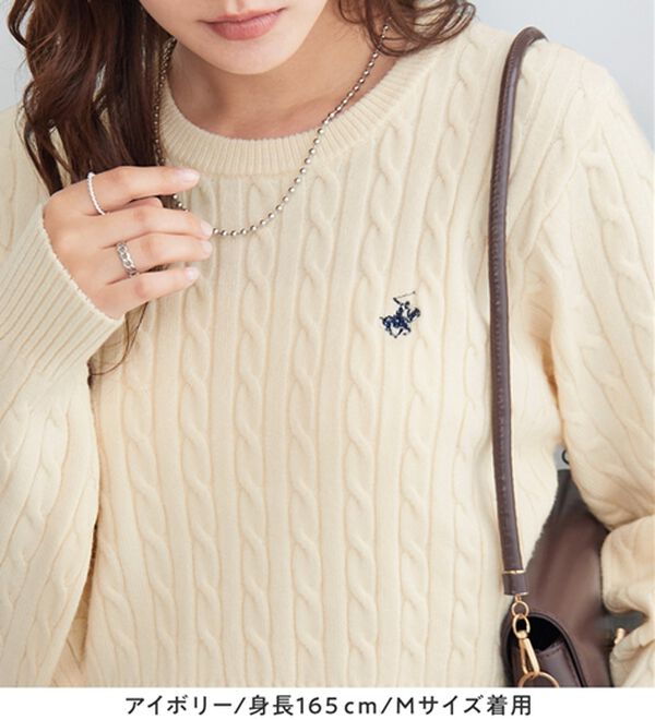 Viola e Viola（ヴィオラ エ ヴィオラ）の「【ビバリーヒルズポロクラブ】ケーブル柄ショートニット（ニット・セーター）」｜詳細画像