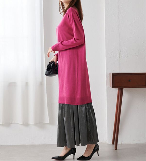 RANAN（ラナン）の「カシミヤタッチニットチュニックワンピース（チュニック）」｜詳細画像